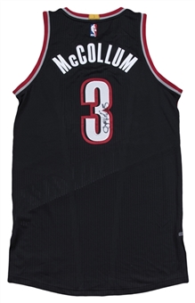 CJ McCollum Game Used and Signed Portland Trail Blazers Road Jersey (Beckett)
